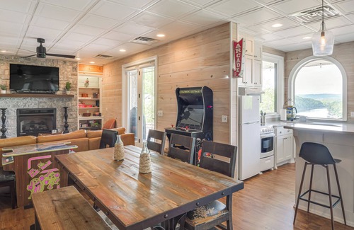 Van Buren County House | 2-Story Dock & Deck at Huge Family Home in Doyle!