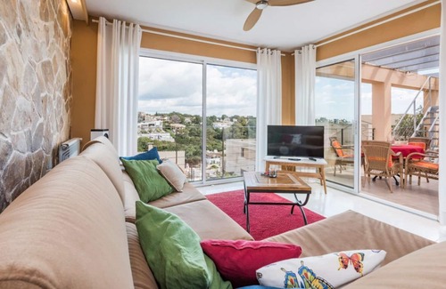 Cala Anguila-Cala Mendia Apartment | 200 m from the beach - apartment with large Roof terrace, 3 bedrooms + sea views