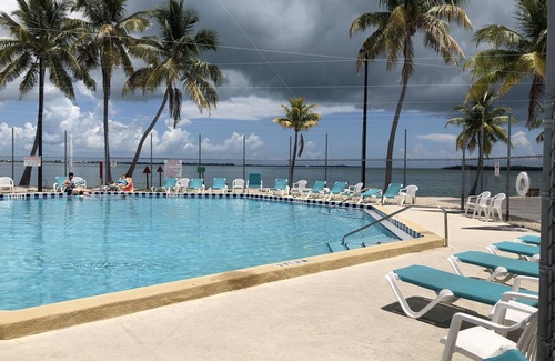 Cudjoe Key Resort | 35'x70'WF RV Site on canal for rent for RV owners. Pet friendly gated community.