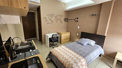 Cuautitlan Izcalli Apartment | A01 Premium Mini Suite WHITE Cocina Terraza Companies Work Teams 1-2 PAX