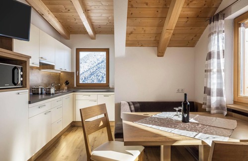 San Martino in Badia Apartment | Apartment 'Ciasa Funtanies Sas Dla Crusc' with Mountain View, Shared Garden and Wi-Fi