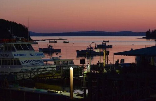 Bar Harbor Apartment | Bar Harbor downtown suite features covered deck with waterview