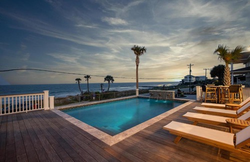 Folly Beach House | Beachfront Pool Outdoor Kitchen Firepit Putting Green