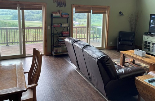 Spring Green Cabin | Best View in Sauk County! 15 Acres, bonfire, wood stove, pet friendly, game room