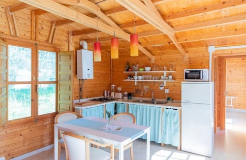 Agustinos Cabin | Cabaña pet Friendly, Dormitorio con AC