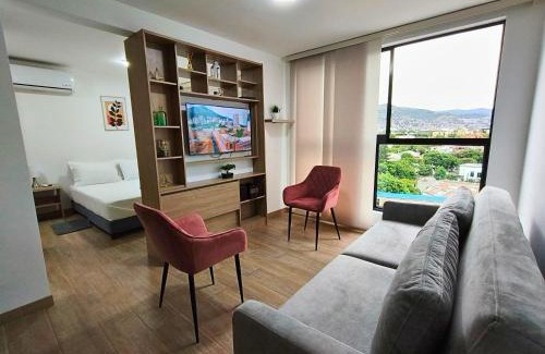 San Antonio Apartment | Cali - Apartaestudios Edificio Miro Living Refugio