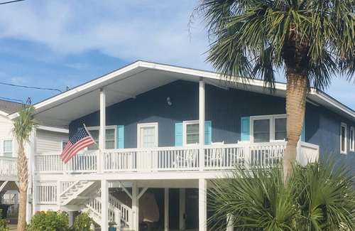 North Myrtle Beach House | Channel Home w/Saltwater Pool & Dock Just Steps to the Beach