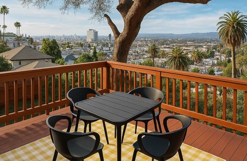 Elysian Heights House | Charming Echo Park bungalow with DTLA views! Steps from Elysian Park & Dodger Stadium, this gallery & artist retreat blends vintage charm with modern comfort. Once home to painter Barbara Romain, now lovingly preserved by Boho House Collective.