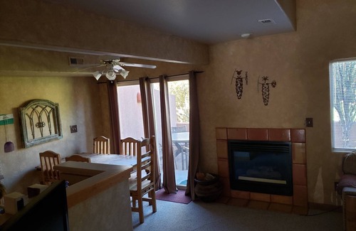 Moab South Valley Condo | Clean, Cozy, Convenient-On golf course; Ride out of garage to Trails/Petroglyphs