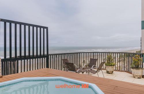 Tupi Apartment | Cobertura com piscina pé na areia em Praia Grande