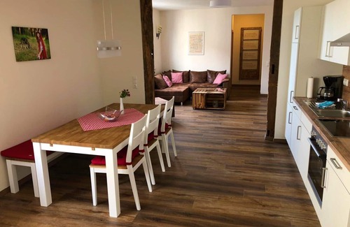 Homberg Apartment | Cottage in the Rinnetal: Apartment Rotkäppchen, wheelchair accessible, with garden