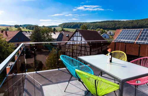 Homberg Apartment | Country house in Rinnetal: Duplex apartment Rapunzel with south-facing balcony
