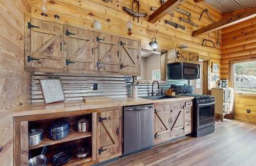 Lookout Mountain Cabin | Cozy mountain cabin with fire pit, outdoor kitchen & scenic yard