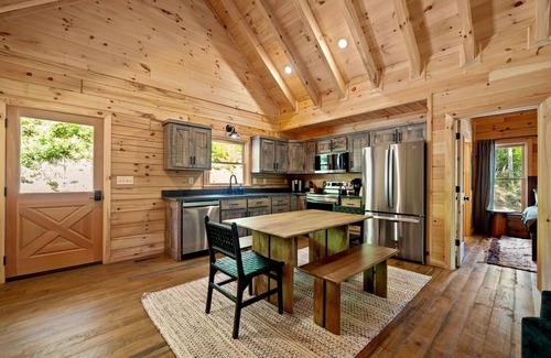 Ellijay Cabin | Creek & Cozy-Charming 2BR Creekside Cabin in Ellijay- AC, Fire Pit, Nature