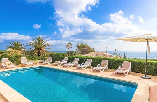 Sant Lluis Villa | VILLA TURQUESA - Stylish large, bright villa near the beach, sea views
