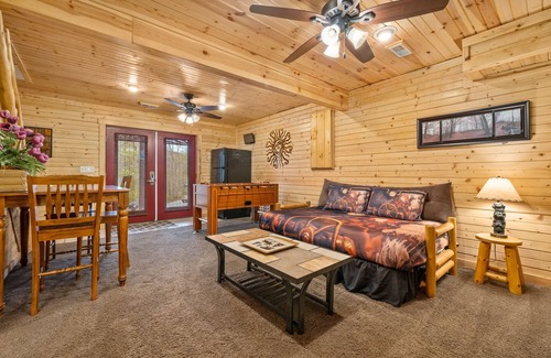 Logan Cabin | Frontier for Families-Secluded-Covered Hot Tub-Game Room-3 CoveredDecks-Fire Pit