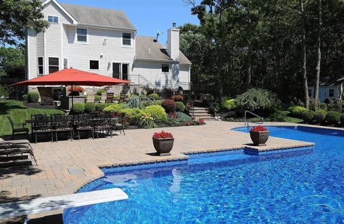 Center Moriches House | Hamptons Escape: Pool, Hot Tub, Grill, Firepit