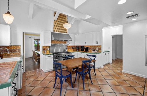 Old Las Palmas House | Home with Pickleball Court, Pool Table, and Saltwater Pool! Walk to Downtown!