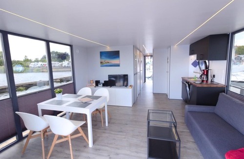 Schleswig Boat Rental | Houseboat Fjord Aries with roof terrace in Schleswig