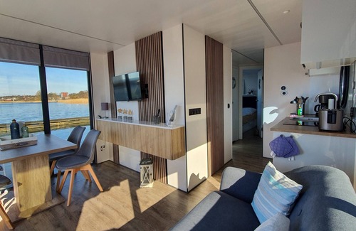 Schleswig Boat Rental | Houseboat Fjord Dory with bio-sauna and roof terrace in Schleswig