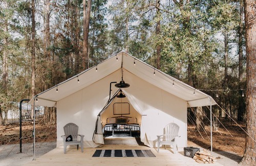 Delta RV Rental | LAKE VIEW Glamping at Cheaha State Park, pet friendly, water, hiking, swimming