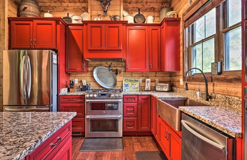 Washburn Cabin | Lakefront cabin with fire pit, lift down to the dock, hot tub, bean bag toss