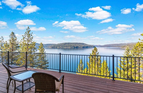 Worley House | Lakefront home on Lake Coeur d'Alene w/tram, dock, kayaks, SUPs & decks