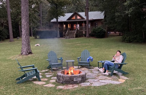 Gilbert House | Large Log Cottage: Green Grass, Blue Skies, Lake Living