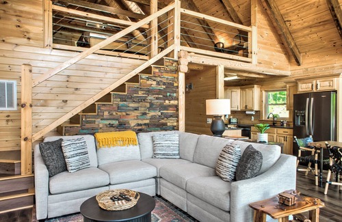 Marion House | Laughing Logs: Mountain Cabin with Hot Tub, Games, & Stunning Views