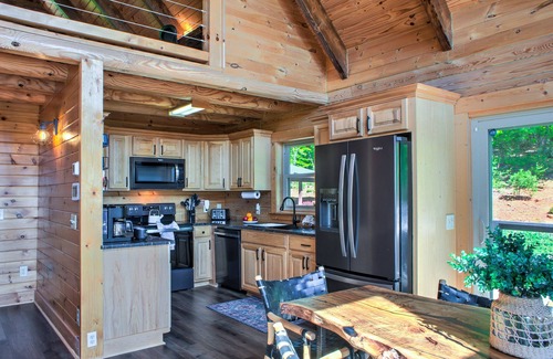Marion House | Laughing Logs: Mountain Cabin with Hot Tub, Games, & Stunning Views