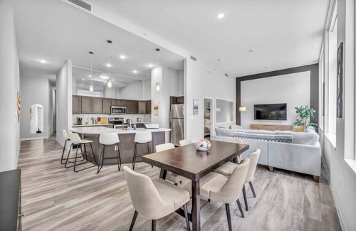 Gateway District Apartment | Luxe Flat with Heated Pool, Sauna, Rooftop Deck, Gym