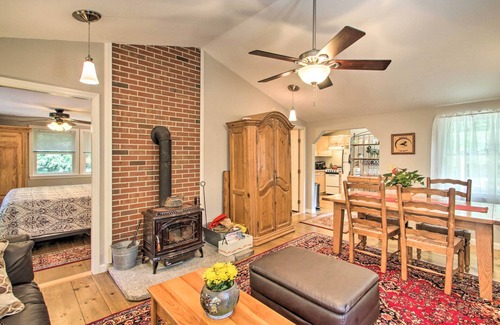 Weare Cottage | Luxe Riverfront Cottage w/Dock by Lake Horace!