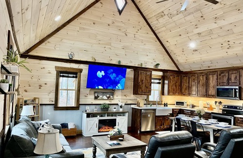 Rising Fawn Cabin | Luxury Cabin on Lookout Mountain, EV Charger, Hot Tub, Fire Pit, King Beds, Pet