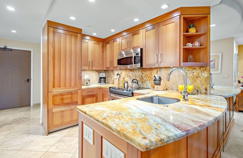 Kaanapali Condo | Maui Resort Rentals: The Whaler 1015 - Gorgeously Remodeled 10th Floor Interior Courtyard Studio, Spectacular Ocean and Mountain Views!