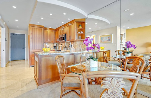 Kaanapali Condo | Maui Resort Rentals: The Whaler 1015 - Gorgeously Remodeled 10th Floor Interior Courtyard Studio, Spectacular Ocean and Mountain Views!