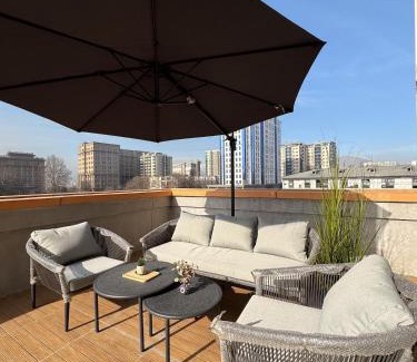 Dushanbe Apartment | Modern 1-Bedroom Retreat with 35sqm Terrace, Overlooking Rudaki Park, City Skyline and Mountain Views