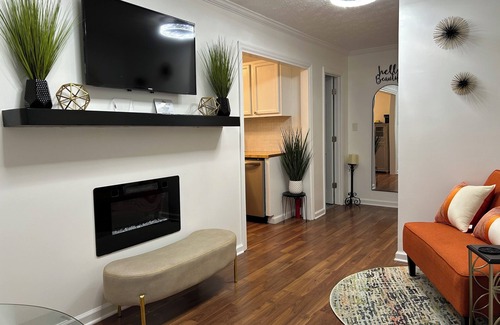 Fayetteville Apartment | Modern, fully equipped studio with separate sleeping area in Fayetteville.