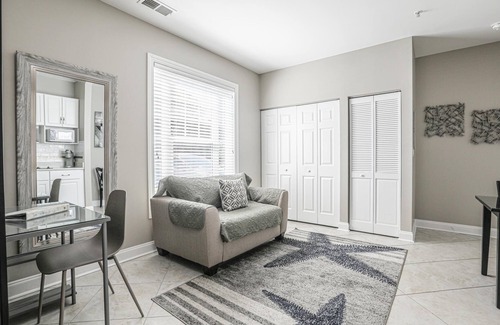 Carolina Forest Apartment | Modern Gray Studio Steps to Pool Myrtle Beach SC