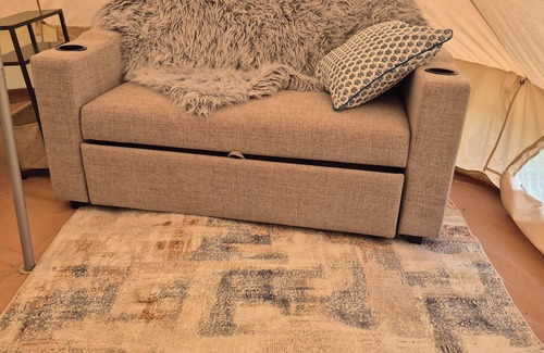 Waterloo RV Rental | Moonbeam Glamping Yurt in charming Omaha Campground