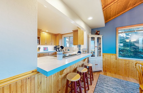 Sea Ranch House | Ocean view home with fireplace, deck, private hot tub & grill