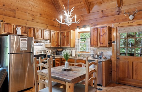 Gatlinburg - Pigeon Forge Cabin | On Water's Edge - Beautiful Cabin Sits On Fishing Pond - Firepit and Hot Tub