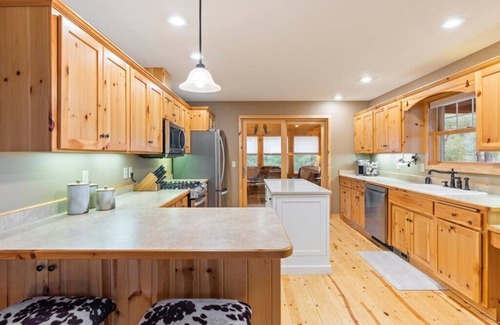 Emily House | Pristine home with sandy beach, firepit, dock and pontoon. ATV trails nearby.