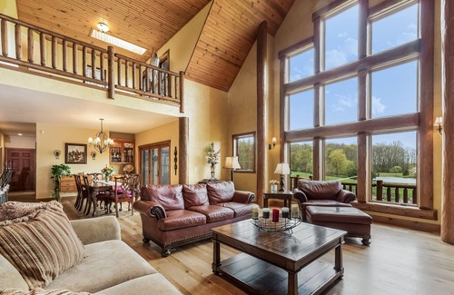 Sheboygan House | Private 15 Acre Log Home Retreat with Pond!