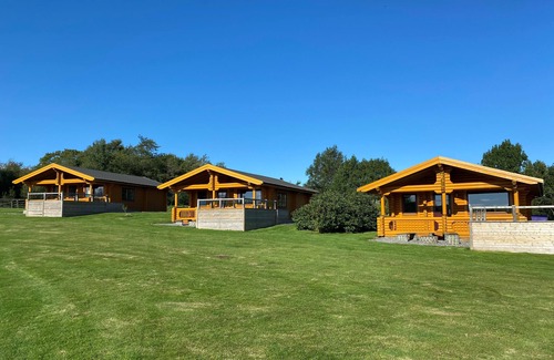 Allendale Cabin | Real Log cabin with hot tub and fire pit. Pet friendly.