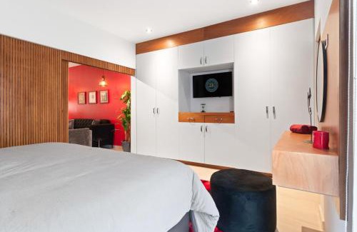 Durango Apartment | Red Vibe Music Decor with King Bed plus Parking plus Home Office