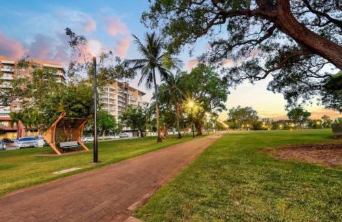 Darwin City Centre Apartment | Resort Style Escape King Bed Pool Balcony