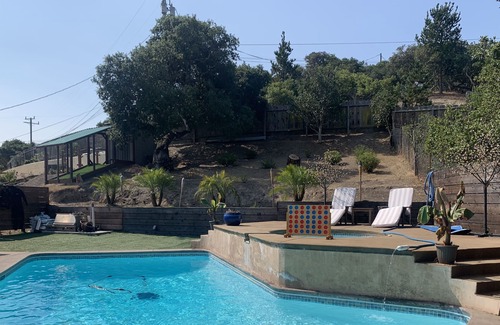 Monterey Apartment | Resort style pool, private hot tub await you at this renovated, charming studio