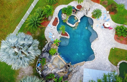 Greater Northdale House | Resort style pool with lazy river, grotto, and hot tub! Dog-Friendly!