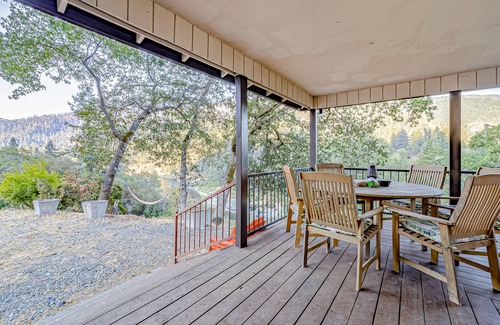 Salyer House | Riverfront home on 5 acres with huge porch, woodstove, & pool table - dogs OK