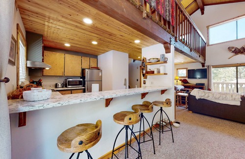 Tahoe Tyrol House | Rustic home with forest access, pool, hot tub, sauna, pool table, 2 fireplaces